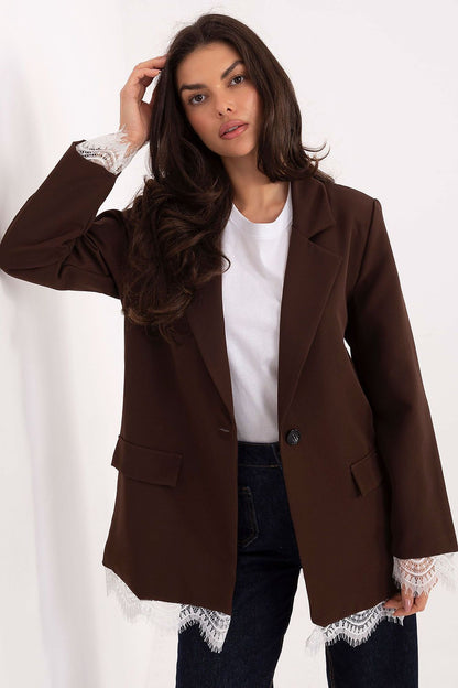 Veste femme de costume avec dentelle – Aurelia brun universelle | Zachoo