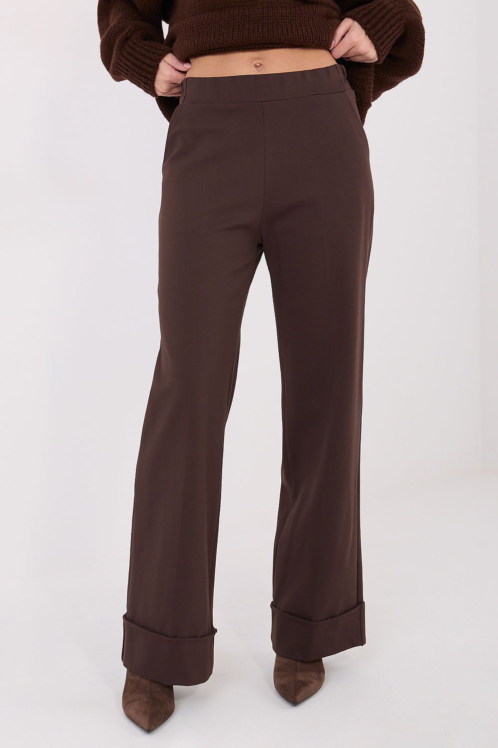 Pantalon femme coupe large en viscose – Serenya brun | Zachoo