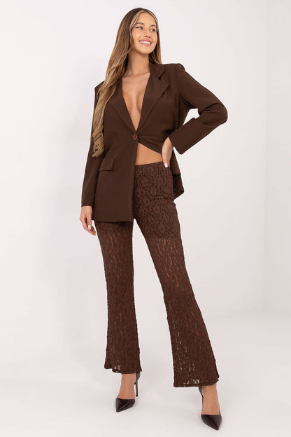 Pantalon femme élégant en viscose – Arvenia brun universelle | Zachoo