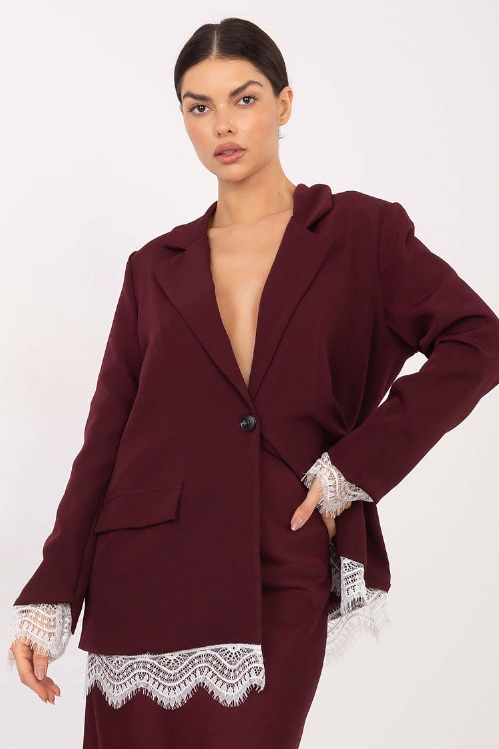 Veste femme de costume avec dentelle – Aurelia | Zachoo
