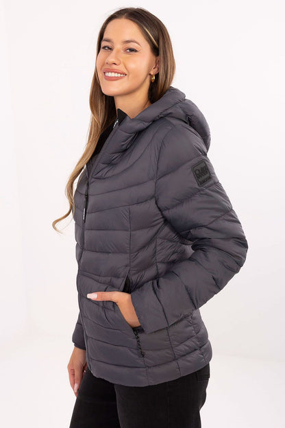 Veste femme matelassée en polyamide avec capuche – Nivara gris | Zachoo