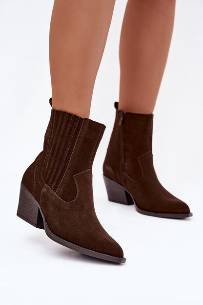 Bottines femme en daim naturel – Suedella brun | Zachoo