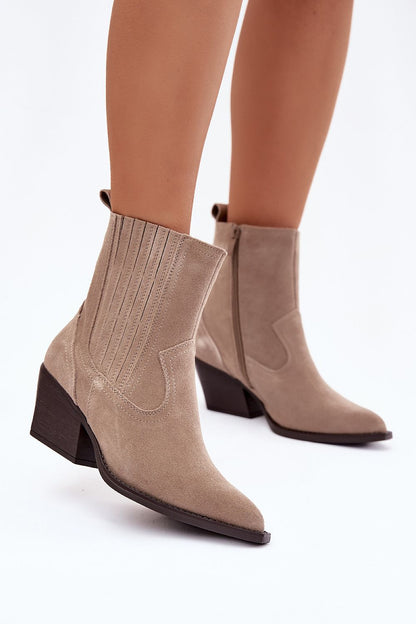 Bottines femme en daim naturel – Suedella beige | Zachoo