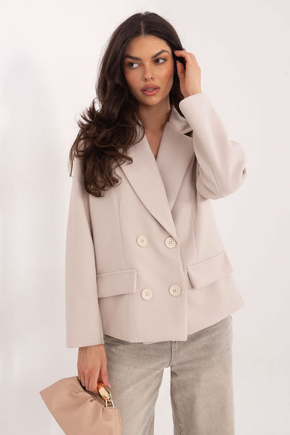 Manteau femme élégant avec revers – Elvoria beige 2 universelle | Zachoo