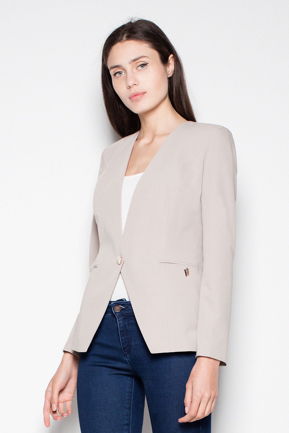 Blazer femme Lys Curve beige 2 | Zachoo