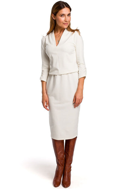 Robe de jour Nouvelle Aube – Robe Fluide à Taille Souple beige 2 | Zachoo
