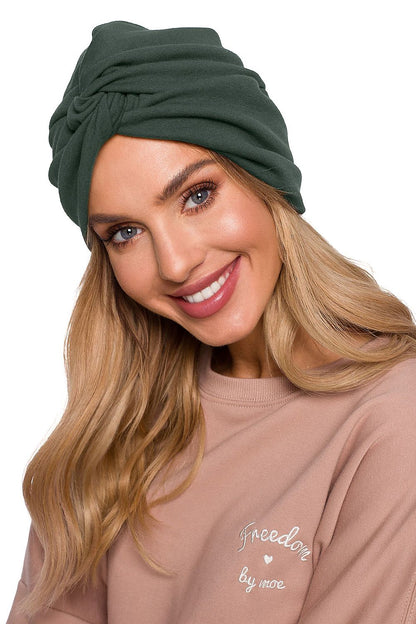 Bonnet turban en coton extensible - Épure vert universelle | Zachoo