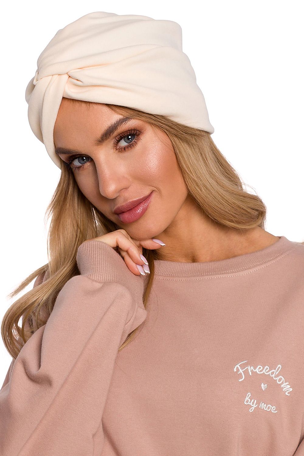 Bonnet turban en coton extensible - Épure beige universelle | Zachoo