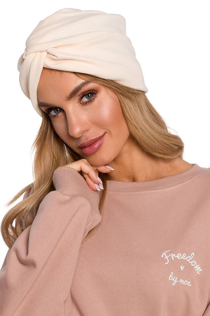 Bonnet turban en coton extensible - Épure beige universelle | Zachoo