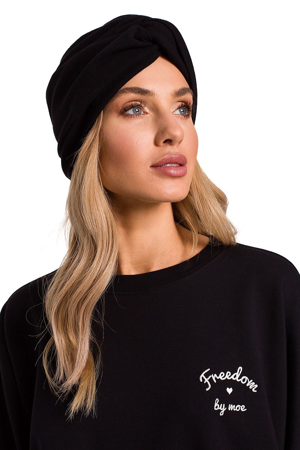Bonnet turban en coton extensible - Épure noir universelle | Zachoo