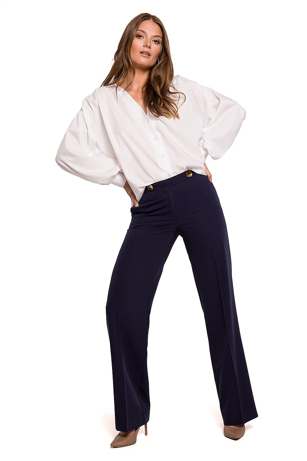 Pantalon droit Arvella bleu marine | Zachoo