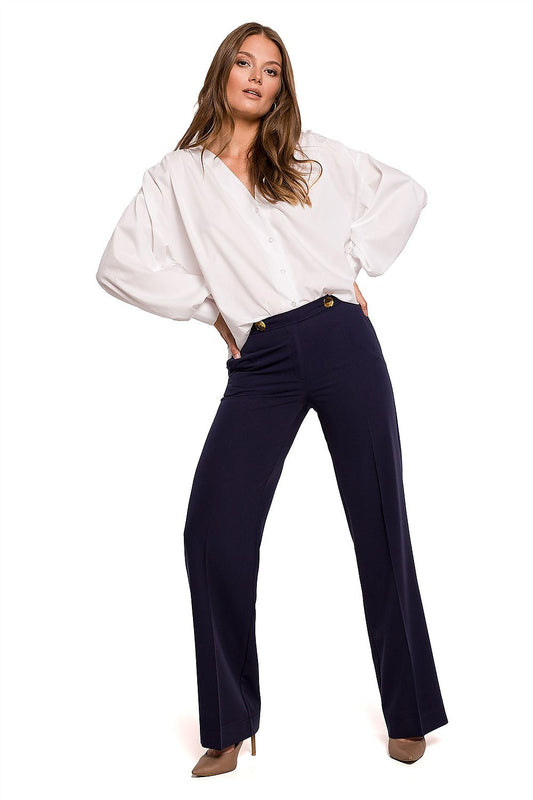 Pantalon droit Arvella bleu marine | Zachoo