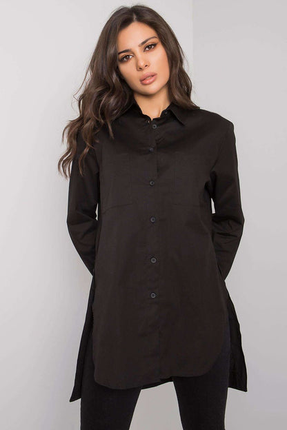 Chemise longue femme coton fluide – Melora noir universelle | Zachoo