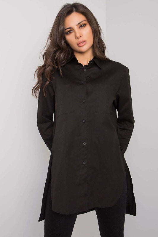 Chemise longue Melora fluide noir universelle | Zachoo