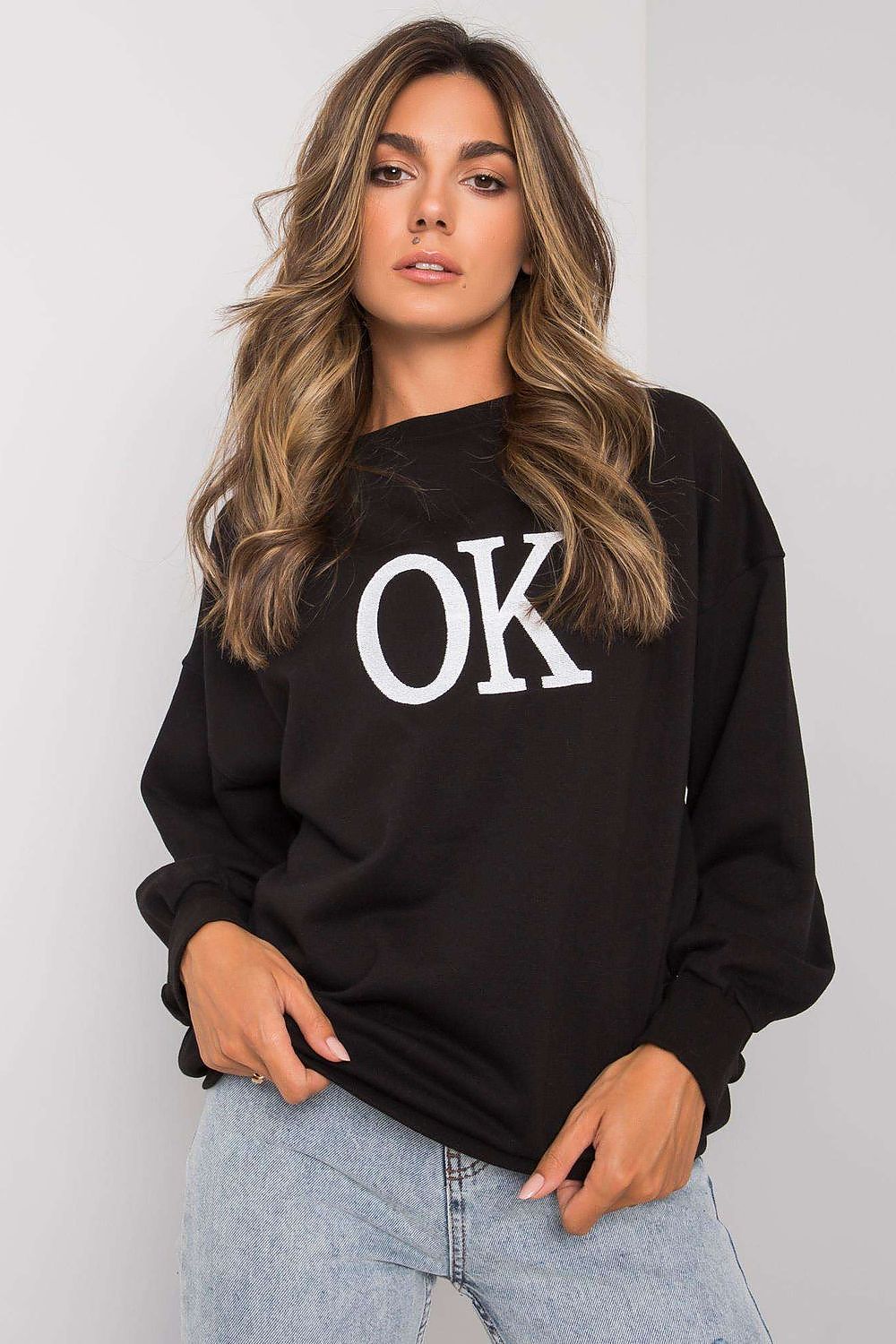 Sweatshirt femme Orsaria côtelé noir | Zachoo
