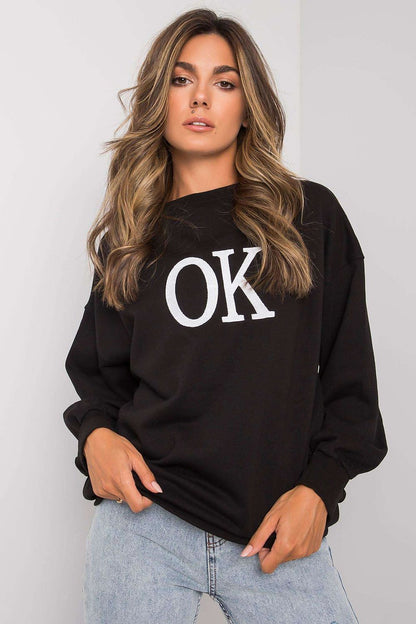 Sweatshirt femme Orsaria côtelé noir | Zachoo
