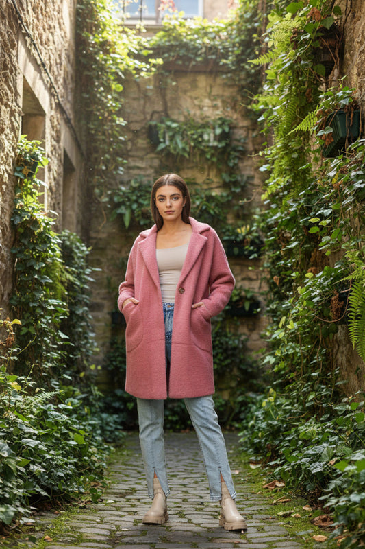 Manteau femme mi-long en laine et angora – Solène | Zachoo