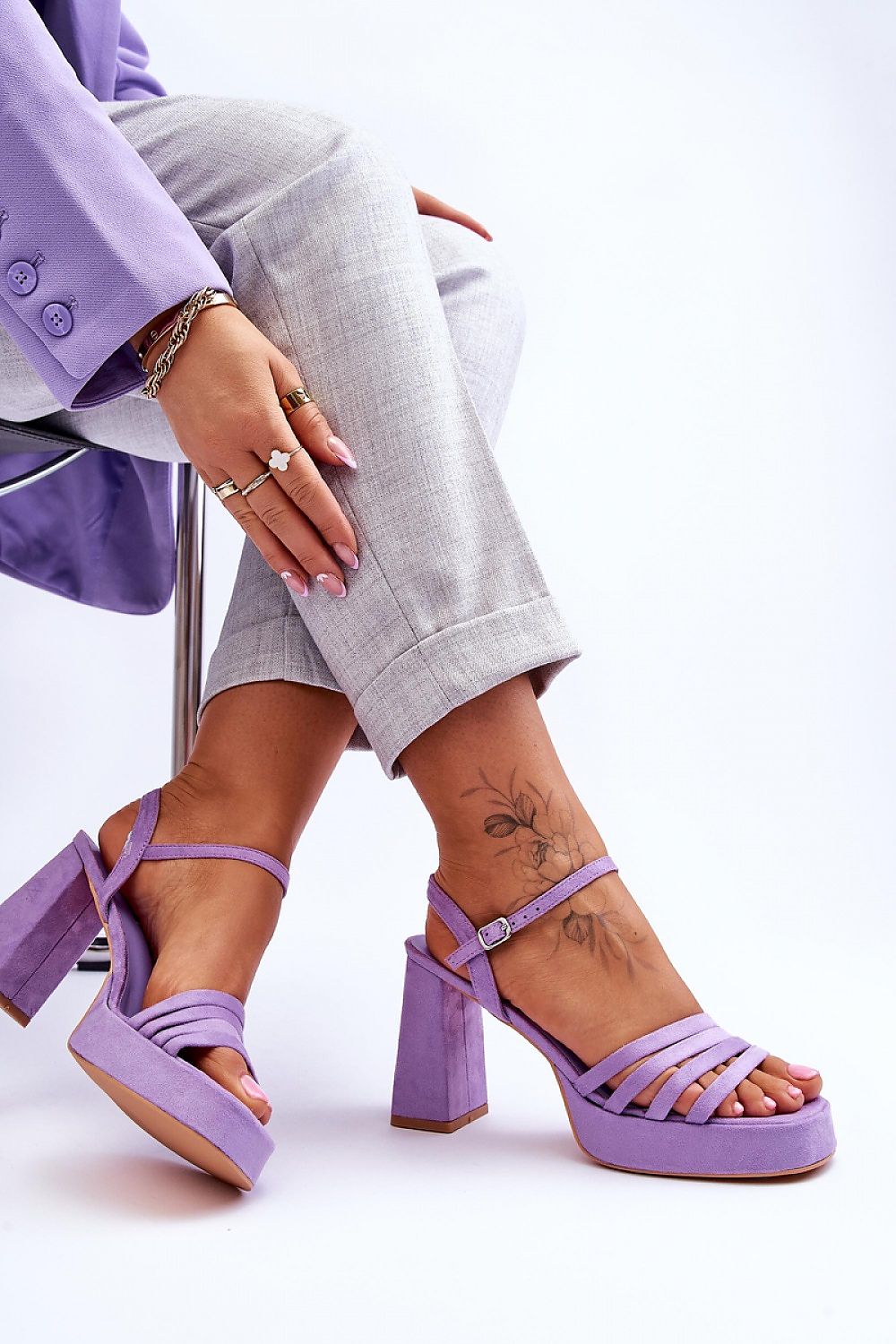 Sandales à talons Élan Sophistiqué violet | Zachoo