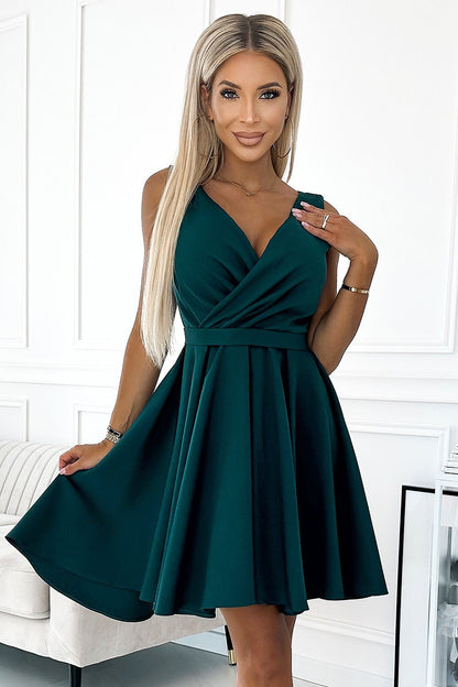 Robe de cocktail Seryana asymétrique vert | Zachoo