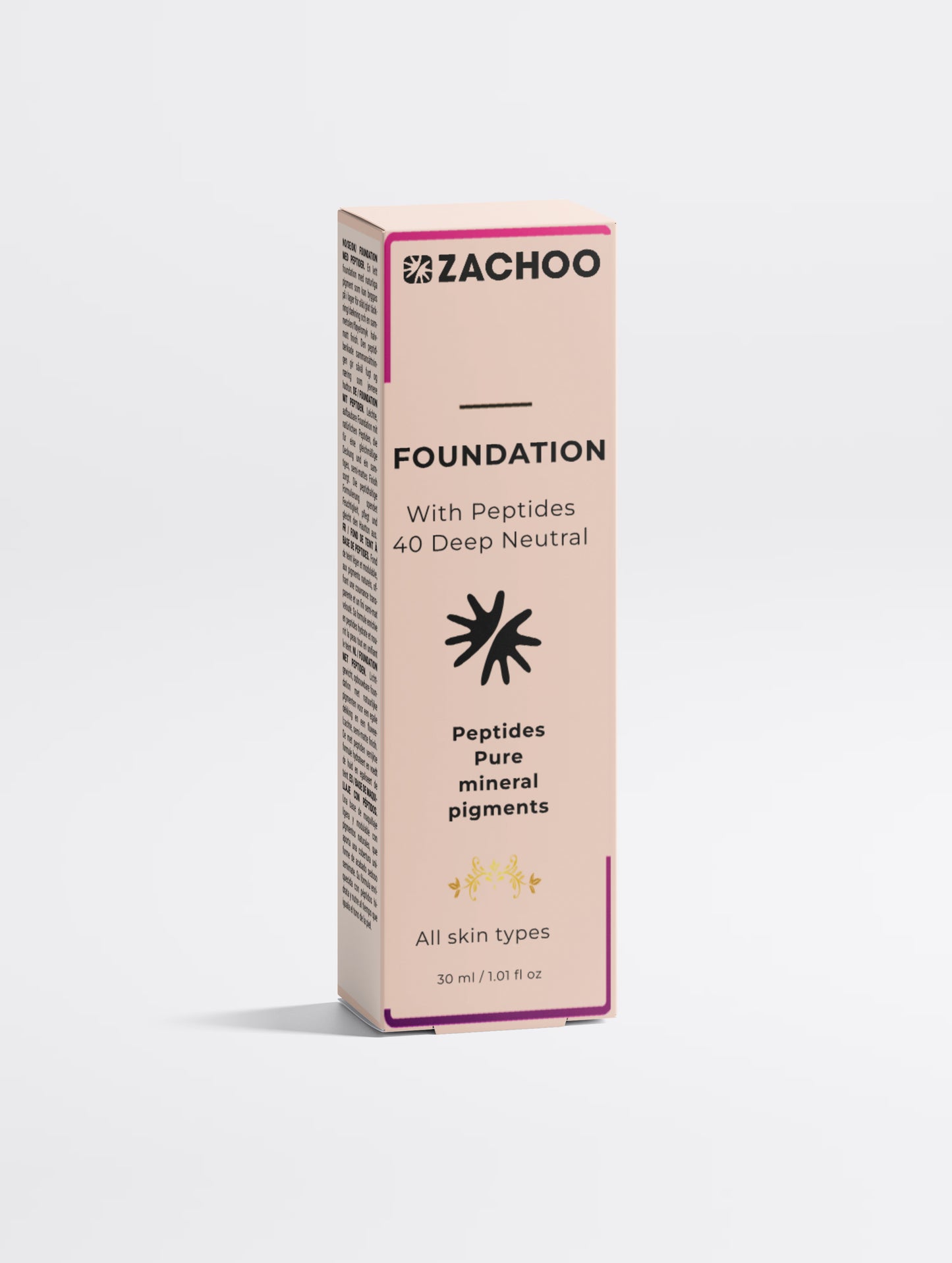 Fond de Teint Naturel aux Peptides – Effet Seconde Peau & Hydratation – 40 Deep Neutral – 30ml | Zachoo