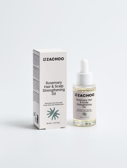 Huile Cheveux & Cuir Chevelu Fortifiante - 100% Naturelle & Bio - Romarin & Menthe Poivrée - Certifiée Ecocert | Zachoo