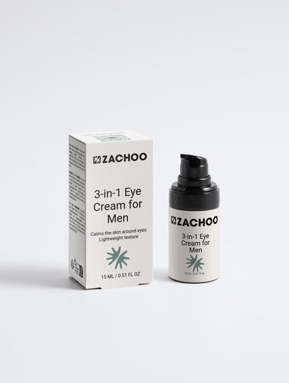 Soin Contour des Yeux 3-en-1 – Anti-Fatigue – Cernes, Poches, Ridules – Certifié Ecocert – 15ml | Zachoo