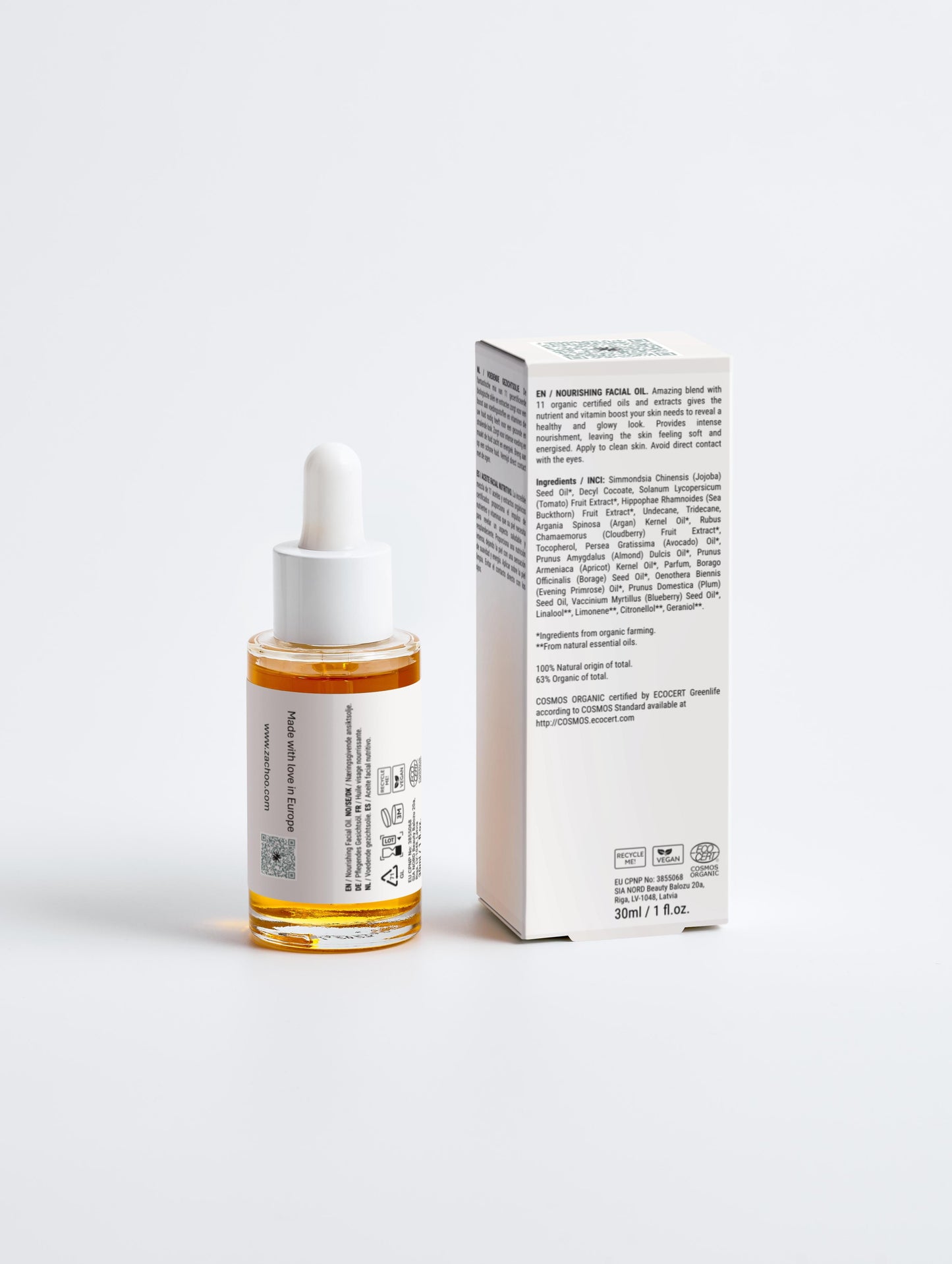 Huile Visage Nourrissante Éclat - 11 Huiles Bio & Antioxydantes - 100% Naturelle - Certifiée Ecocert - 30ml | Zachoo