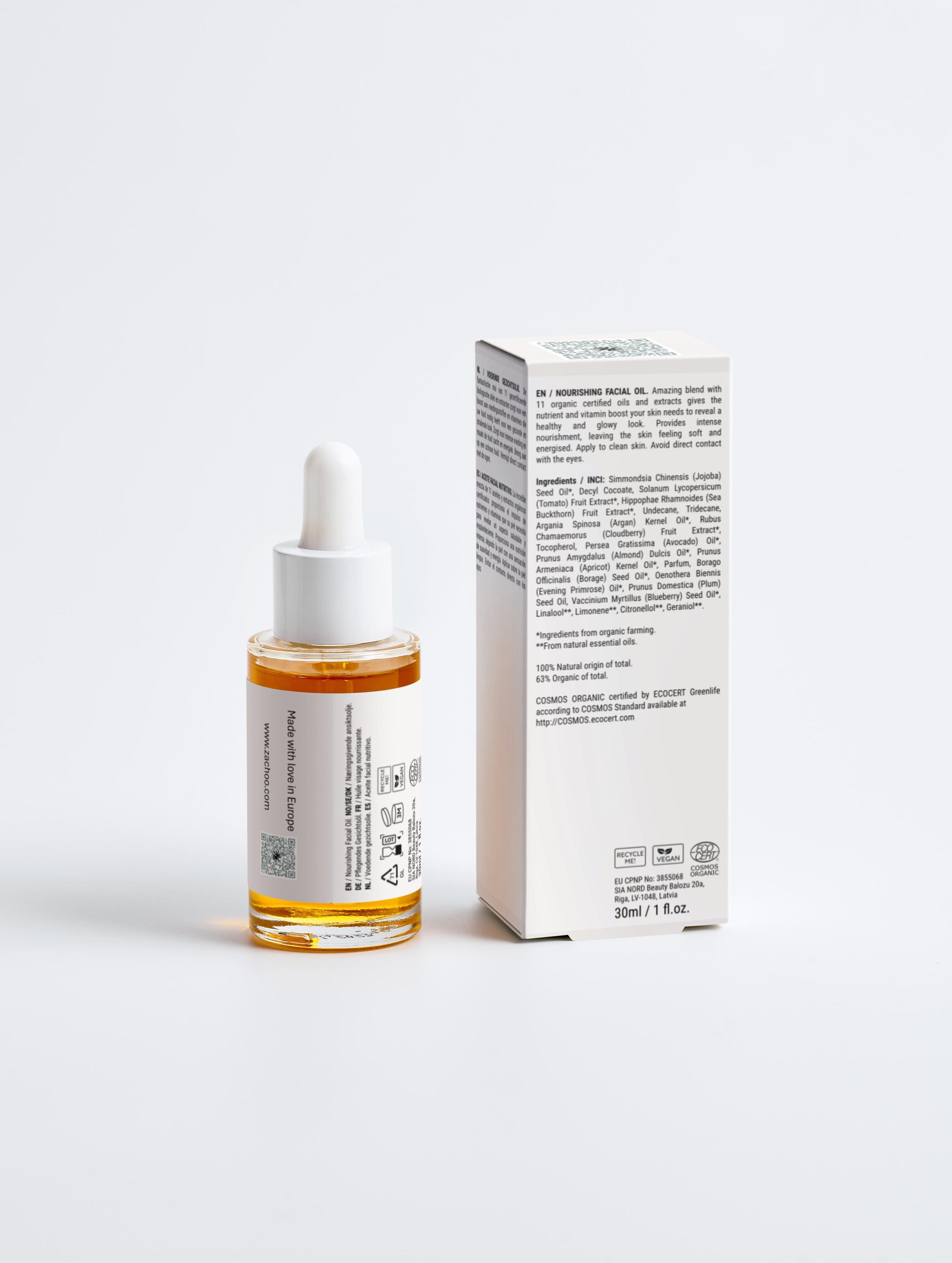 Huile Visage Nourrissante Éclat - 11 Huiles Bio & Antioxydantes - 100% Naturelle - Certifiée Ecocert - 30ml | Zachoo