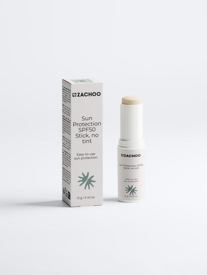 Stick Solaire Minéral SPF50 – Haute Protection UVA/UVB – Visage & Zones Sensibles - Sans Teinte – Certifié Ecocert | Zachoo