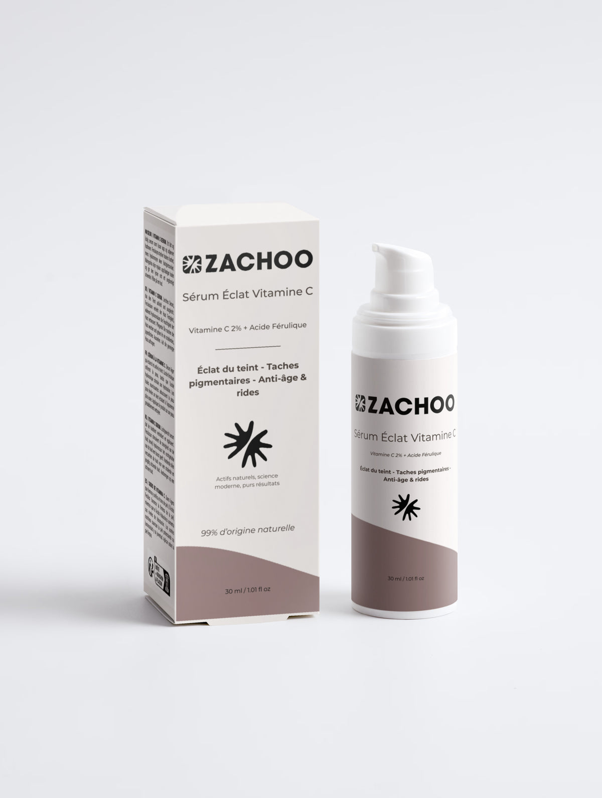 Sérum Éclat Vitamine C 2% & Acide Férulique – Teint Lumineux, Anti‐Taches & Hydratant – 30 ml | Zachoo