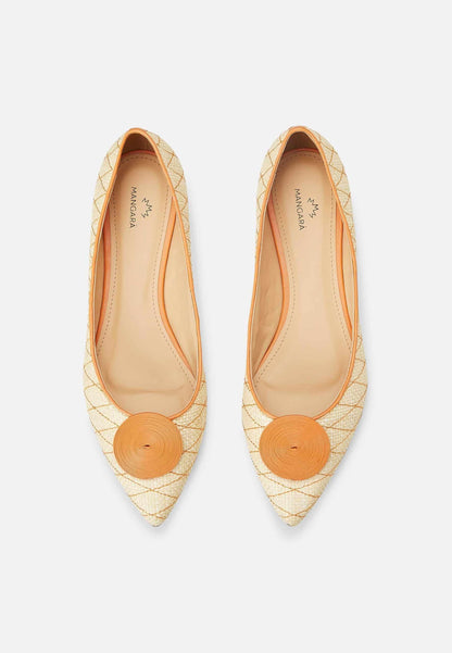 Ballerine femme en cuir et raphia – Coralia Beige | Zachoo