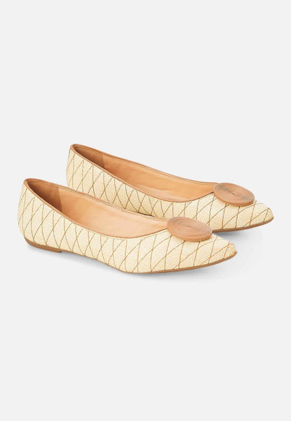 Ballerine femme en cuir et raphia – Coralia | Zachoo