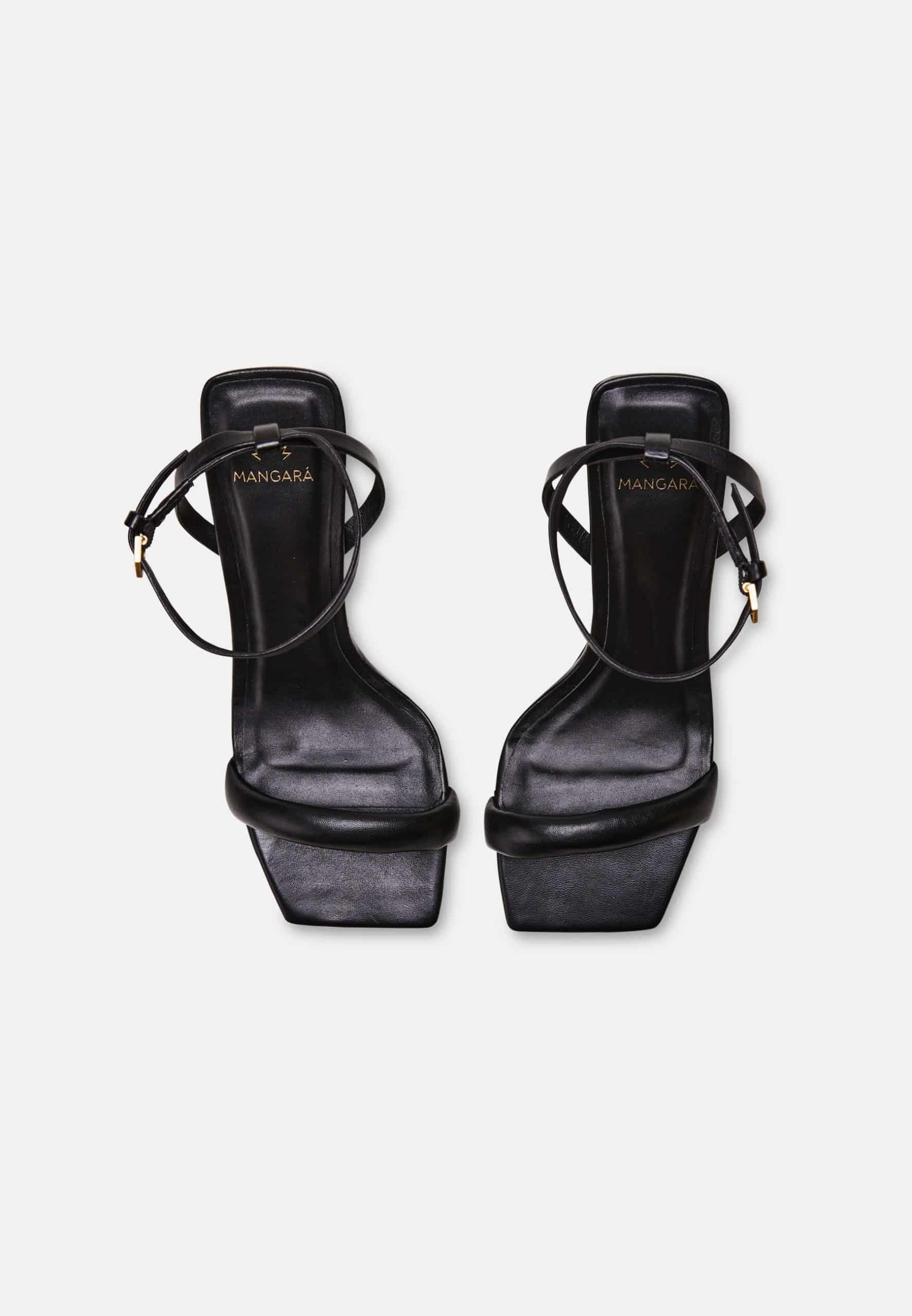 Sandales femme en cuir noir à talon haut 9 cm – Cortiva | Zachoo