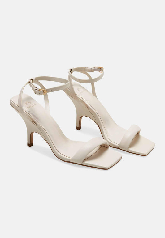Sandales femme en cuir noir à talon haut 9 cm – Cortiva blanc cassé | Zachoo