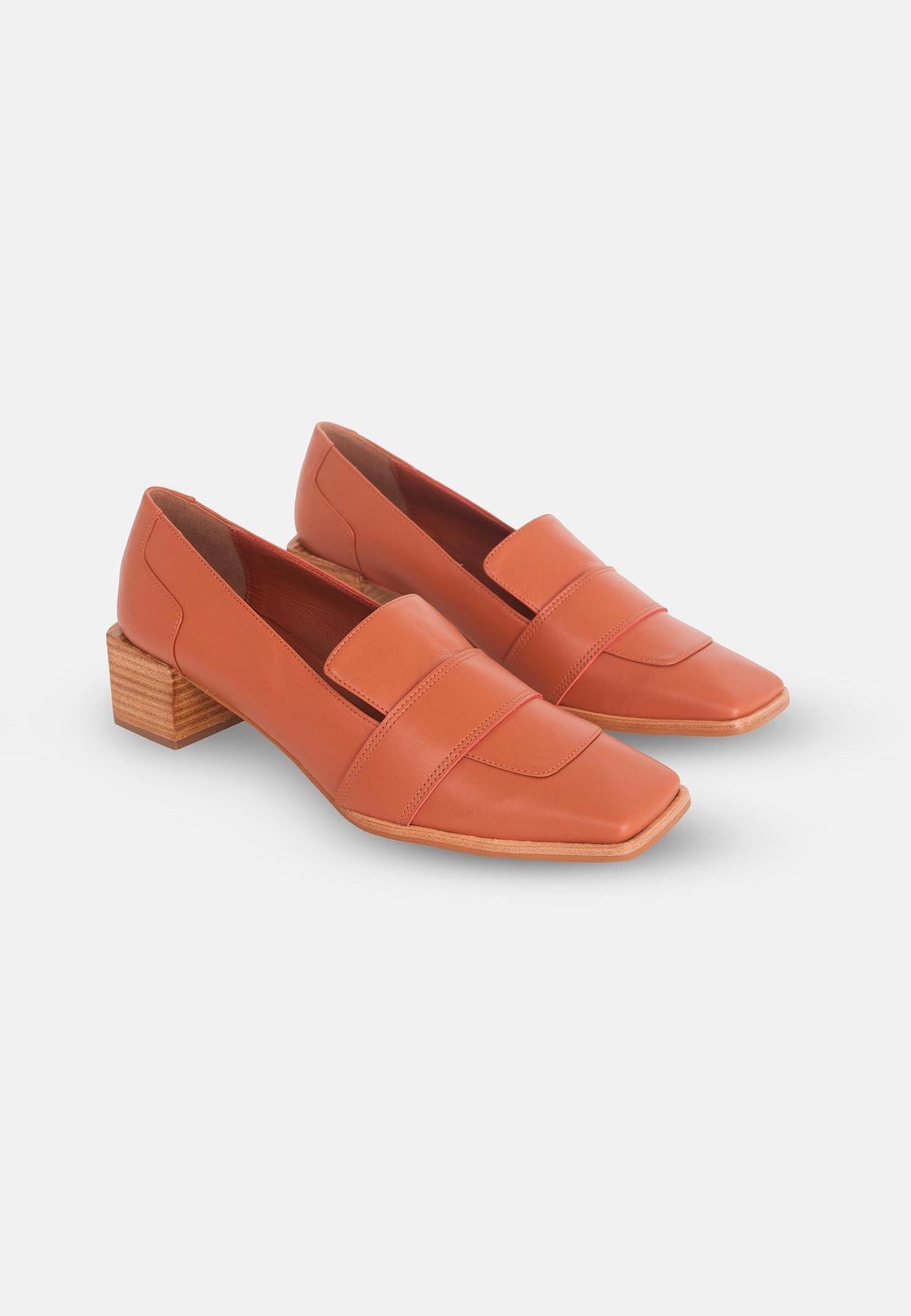 Mocassins femme en cuir premium avec talon 4 cm – Lourova Brun | Zachoo