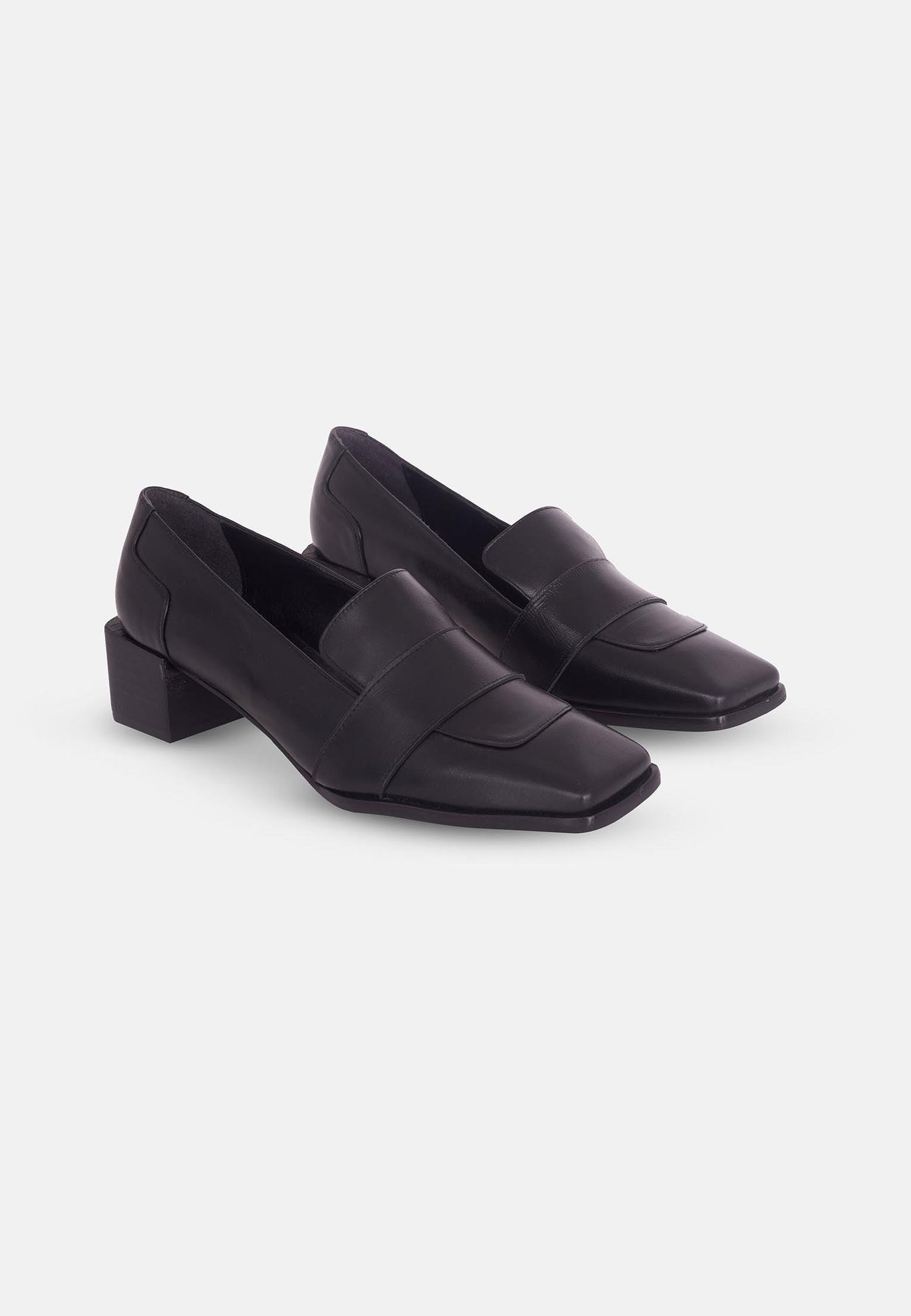 Mocassins femme en cuir premium avec talon 4 cm – Lourova Noir | Zachoo