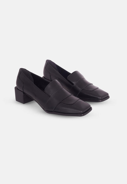 Mocassins femme en cuir premium avec talon 4 cm – Lourova Noir | Zachoo