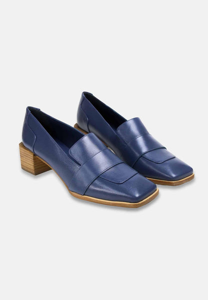 Mocassins femme en cuir premium avec talon 4 cm – Lourova Bleu | Zachoo