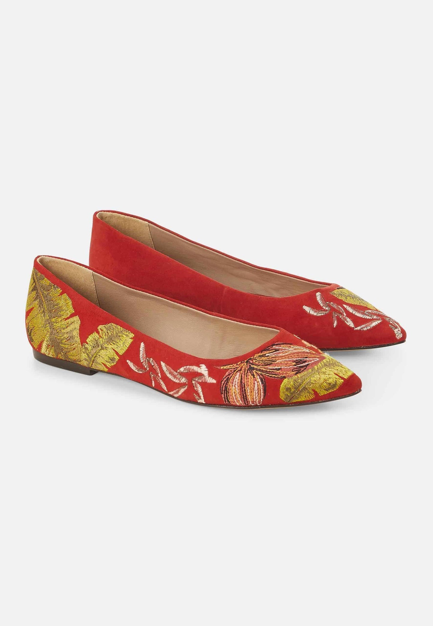 Ballerine femme en cuir brodée – Liréava Rouge | Zachoo
