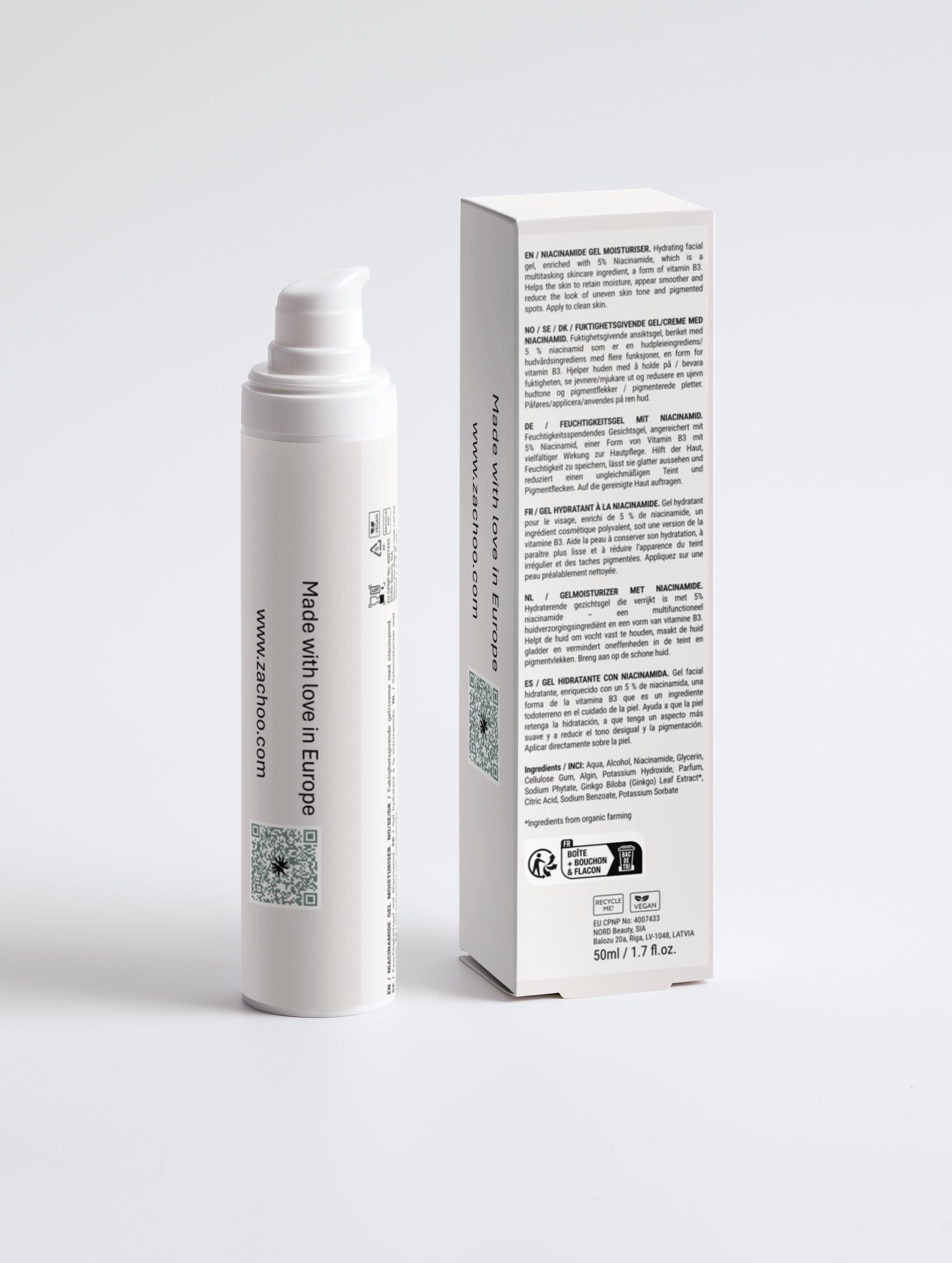 Gel Hydratant Visage Niacinamide 5% - Unifiant & Anti-Rougeurs - Texture Légère - Certifié Ecocert - 50ml | Zachoo