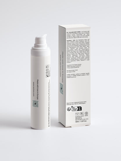 Crème de Nuit Anti-Âge Collagène & Plancton - Fermeté & Nutrition - Peaux Matures - Bio & 99% Naturelle - 50ml | Zachoo