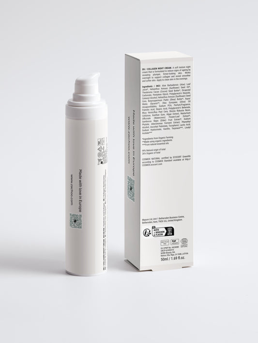 Crème de Nuit Anti-Âge Collagène & Plancton - Fermeté & Nutrition - Peaux Matures - Bio & 99% Naturelle - 50ml | Zachoo