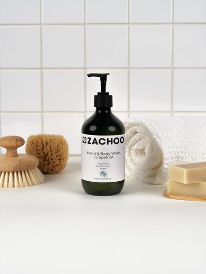 Gel Lavant Mains & Corps Pamplemousse Frais - Énergisant & Hydratant - Certifié Ecocert - Bio - 490ml | Zachoo
