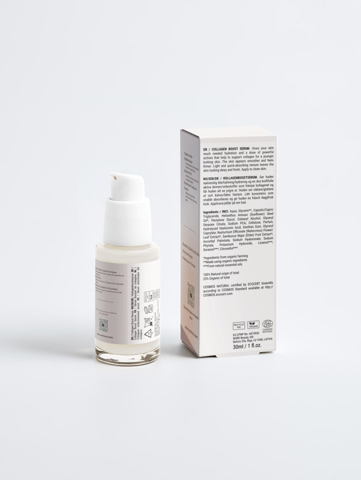 Sérum Booster Collagène & Acide Hyaluronique - Fermeté & Éclat - 100% Naturel - Certifié Ecocert - 30ml | Zachoo