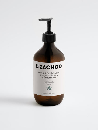 Gel Lavant Mains & Corps Gingembre & Cardamome Fumée - Hydratant & Doux - Certifié Ecocert - Bio - 490ml | Zachoo